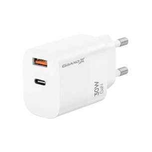 Зарядний пристрій Grand-X GaN 1xUSB-C + 1xUSB QC3.0 36W white (CH-360W) зображення 1