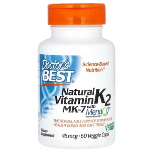 Вітамін Doctor's Best Вітамін K2, MK-7 з MenaQ7, 45 мкг, Vitamin K2 MK-7 with MenaQ7, 60 вегетаріан (DRB-00198) зображення 1
