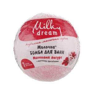 Бомбочка для ванни Milky Dream Молочна Малиновий йогурт з молочними протеїнами 100 г (4820205300622) изображение 1
