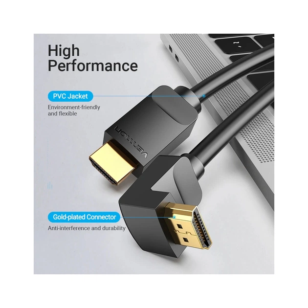 Кабель мультимедійний HDMI M to HDMI M 1.0m 90° corner black Vention (AAQBF) - picture 8