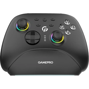 Геймпад GamePro із зарядною станцією BT 5.3/USB/2.4 ГГц (Switch/PC/iOS/Android) RGB Black (GPX13BDOC) зображення 1