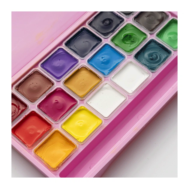 Гуашеві фарби HIMI Jelly Cup 18 кольори по 30 мл,, рожевий пластик.пенал (6974712453697) - picture 9