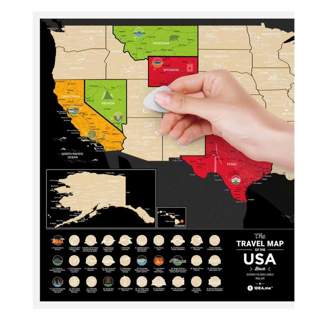 Скретч карта 1DEA.me Travel Map USA Black (13028) - изображение 5
