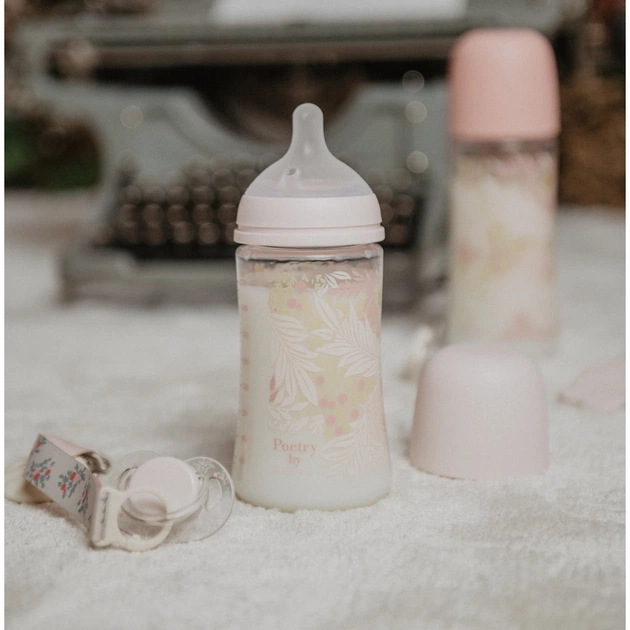 Пляшечка для годування Suavinex Poetry, 270 мл, фізіологічна соска середній потік, світло-рожева (308969) - picture 5