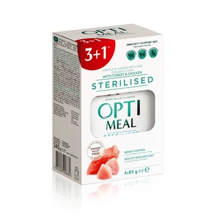 Вологий корм для кішок Optimeal для стерилізованих з індичкою та курячим філе в соусі 4x85 г (4820083908682) зображення 1