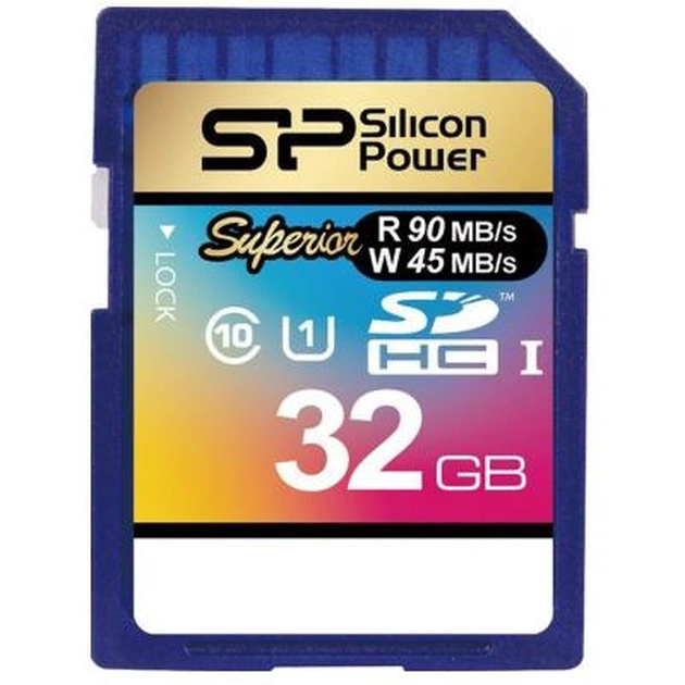 Карта пам'яті Silicon Power 32GB SDHC class 10 UHS-I U1 Superior (SP032GBSDHCU1V10) - изображение 1
