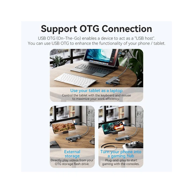 Концентратор Vention USB 3.0 to 4xUSB 3.0 Hub With Power Supply 0.15m black (CHLBB) - picture 10