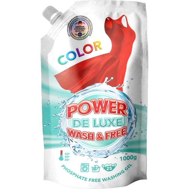 Гель для прання Power De Luxe для кольорових речей 1 кг (4260637720856) - изображение 1