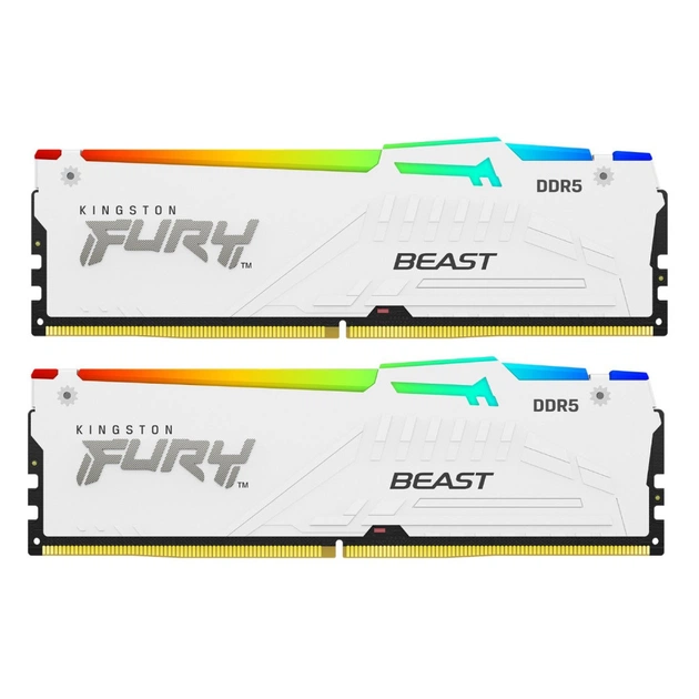 Модуль пам'яті для комп'ютера DDR5 64GB (2x32GB) 5200 MHz Beast White RGB Kingston Fury (ex.HyperX) (KF552C36BWEAK2-64) - зображення 1