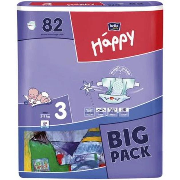 Підгузки Bella Baby Happy Midi 5-9 кг 82 шт (5900516601102) - зображення 1