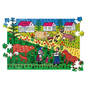 Пазл дерев`яний UkrainianPuzzles Сонце низенько, трактор близенько Марія Примаченко зображення 1