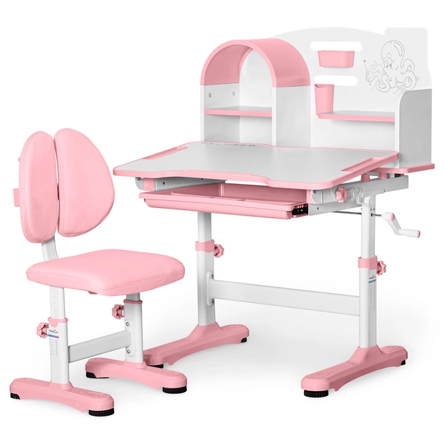 Парта зі стільцем Mealux Octo Pink (+ полиця) (BD-33 PN) - зображення 1
