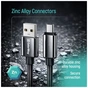 Дата кабель USB 2.0 AM to USB-C 1.0m 3A zinc alloy braided black ColorWay (CW-CBUC098-BK) - уменьшенное изображение 9