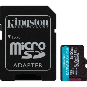 Карта пам'яті Kingston 512GB microSDXC сlass 10 UHS-I U3 V30 A2 Canvas Go Plus G4 (SDCG4/512GB) изображение 1