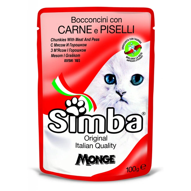 Вологий корм для кішок Simba Cat Wet м'ясний 100 г (8009470009348) - зображення 1