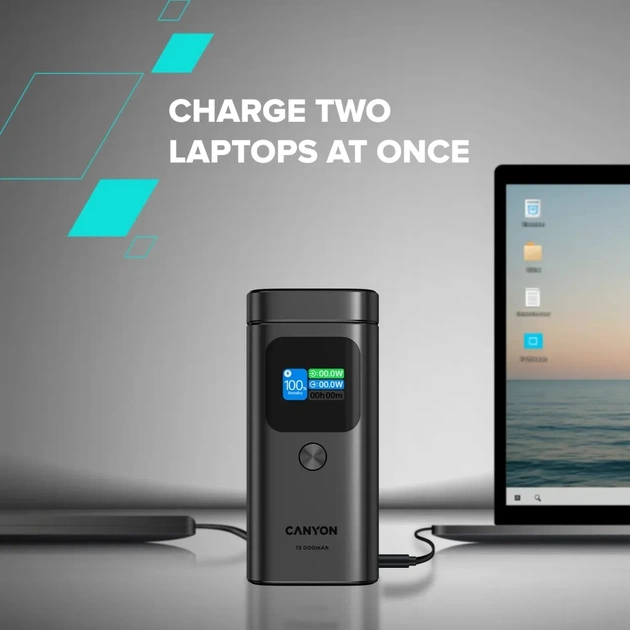 Батарея універсальна Canyon 15000mAh OnPower 150 Qi2 magnetic Grey (CNS-CPB150DG) - зображення 11