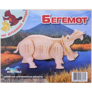 Збірна модель Мир деревянных игрушек Бегемот (М019) зображення 1