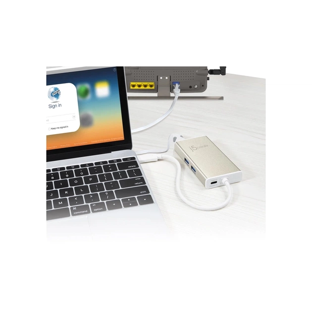 Концентратор J5create USB-C 5-in-1 2xUSB 3.0 + HDMI 4K + USB-C PD + RJ45 1000Mbps gray (JCA374-N) - picture 8