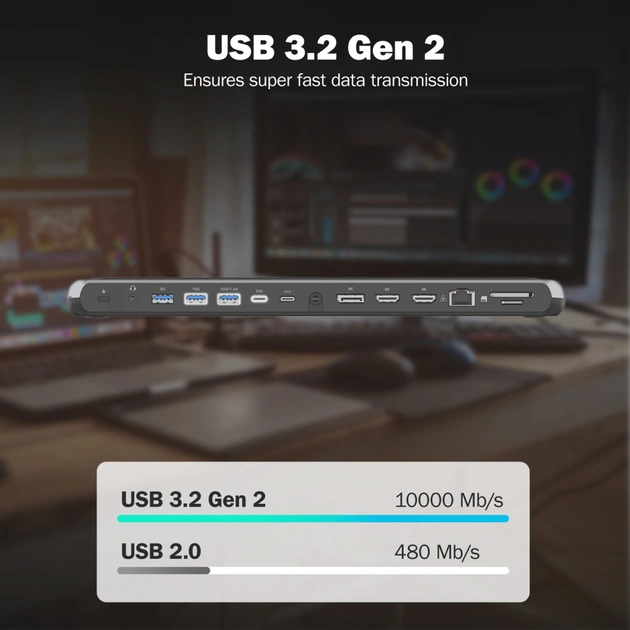 Порт-реплікатор Digitus USB-C > 2xHDMI/1xDP/3xUSB-A/USB-C/RJ54/PD/Audio (DA-70919) - зображення 9