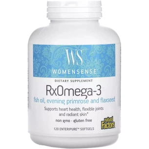 Жирные кислоты Natural Factors Омега-3 для женщин, WomenSense, RxOmega-3, 120 гелевых капсул (NFS-04913) изображение 1