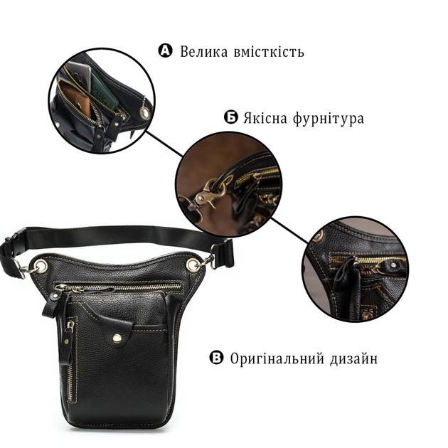 Сумка Vintage На пояс Чорна (14659) - зображення 4