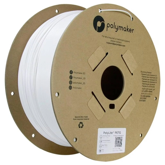 Пластик для 3D-принтера Polymaker PETG POLYLITE 1,75mm 3kg WHITE (PB01052) - изображение 1