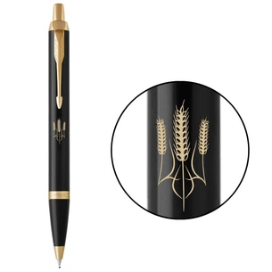 Ручка кулькова Parker IM 17 UKRAINE Black GT BP Тризуб із колосків (22032_T059y) изображение 1