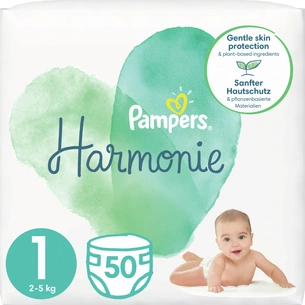 Підгузки Pampers Harmonie Newborn Розмір 1 (2-5 кг) 50 шт. (8006540156513) зображення 1