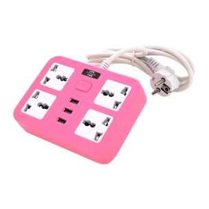Мережевий фільтр живлення Voltronic TВ-Т15, 4роз, 3*USB Pink (ТВ-Т15-Pink) зображення 1