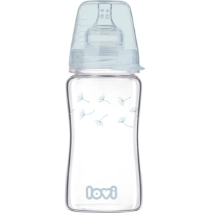 Пляшечка для годування Lovi Diamond Glass Botanic скляна 250 мл Світло-синя (74/205) зображення 1