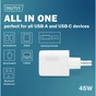 Зарядний пристрій Digitus 1xUSB-C + 1xUSB PD45W GaN white (DA-10302) - зменшене зображення 5