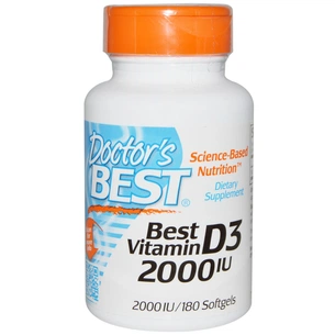 Вітамін Doctor's Best Вітамін D3 2000IU, 180 желатинових капсул (DRB-00210) зображення 1