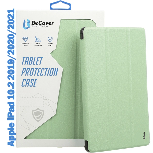Чехол для планшета BeCover Tri Fold Soft TPU mount Apple Pencil Apple iPad 10.2 2019/2020/2021 Light Green (708458) - изображение 1