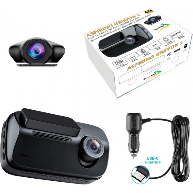Відеореєстратор Aspiring Griffon 1 Dual 4K Speedcam Wi-Fi GPS (Aspiring Griffon 1 Dual, 4K, Speedcam, Wi-Fi, GPS) - зображення 10