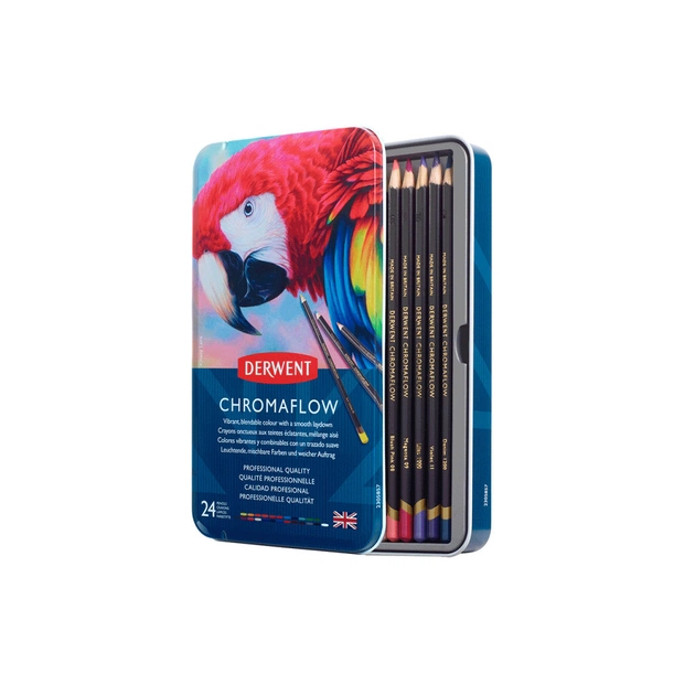 Олівці кольорові Derwent Chromaflow 24 кол. у металевому пеналі (5028252616133) - picture 7