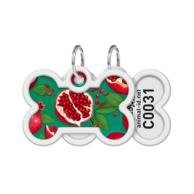Адресник для тварин WAUDOG Smart ID з QR паспортом "Гранати", кістка 40х28 мм (231-4052) - picture 1