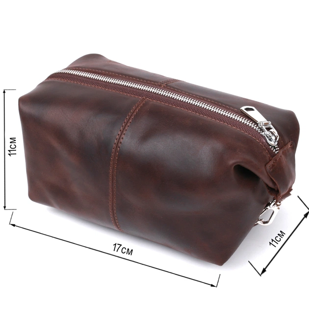 Косметичка Shvigel Шкіряна вінтажна Коричнева (16398) - зображення 3