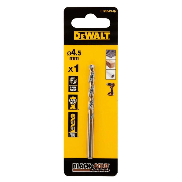 Свердло DeWALT по металу Black & Gold, HSS-G, 4.5 х 80 х 47 мм (DT20519) - зображення 1