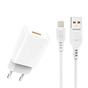 Зарядний пристрій Denmen 1xUSB 2.4A + cable USB to Lightning white (DC01L-WH) - зменшене зображення 1