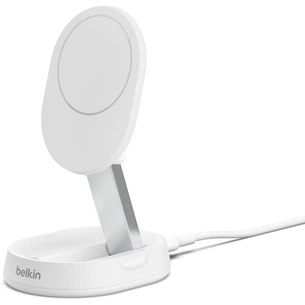 Зарядний пристрій Belkin 15W Magnetic Stand Qi2 20W adapter USB-C white (WIA008VFWH) зображення 1