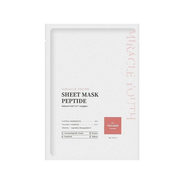 Маска для обличчя Village 11 Factory Miracle Youth Cleansing Sheet Mask Peptide 23 г (8809663754440) - зображення 1