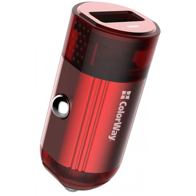 Зарядний пристрій ColorWay 1USB Quick Charge 3.0 (18W) red (CW-CHA012Q-RD) - изображение 1