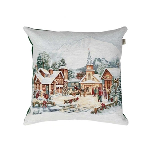 Наволочка Прованс гобеленова з велюром Зимове місто 45х45см Площа (4823093450424) зображення 1