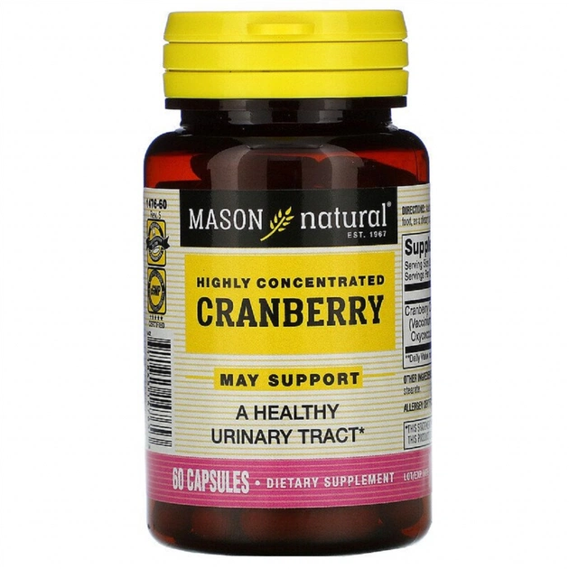 Трави Mason Natural Журавлина висококонцентрованих, Cranberry, 60 капсул (MAV-14765) - зображення 1