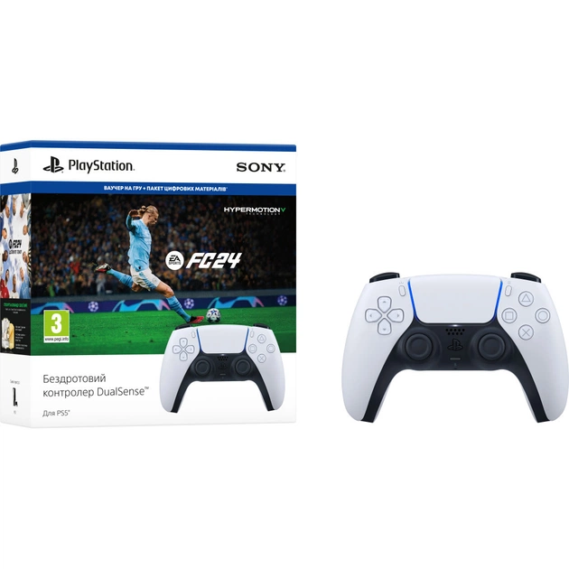 Геймпад Playstation 5 Dualsense White для PS5/PS 5 Digital Edition + Гра EA SPORTS FC24 (1000040600) - зображення 1