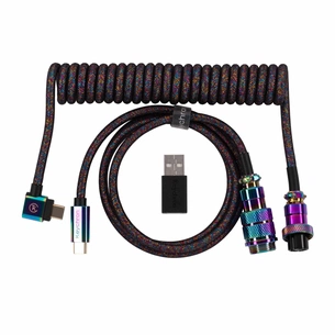 Дата кабель USB-C + USB A to USB-C 1.08m Premium Coiled Aviator black Keychron (CAB7_KEYCHRON) зображення 1