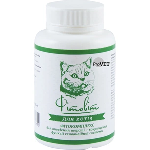 Вітаміни для котів ProVET "Фітовіт" для виведення шерсті + поліпшення функції сечовивідної системи 100 табл. (4823082413690/4823082416974) зображення 1