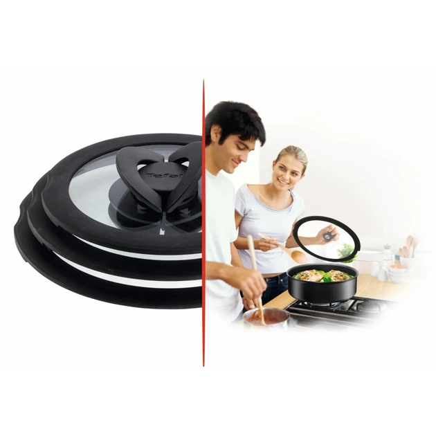 Кришка для посуду Tefal Ingenio 28см, скло, силікон, прозоро-чорний (L9846753) - picture 4