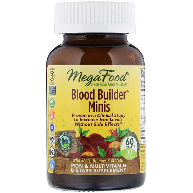 Вітамінно-мінеральний комплекс MegaFood Будівельник крові, Blood Builder Minis, 60 таблеток (MGF-10337) - зображення 1