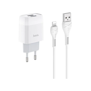 Зарядний пристрій HOCO C73A Glorious 2xUSB + cable USB to Lightning White (6931474713056) зображення 1